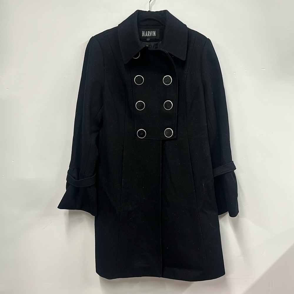 Marvin Richards black wool coat L